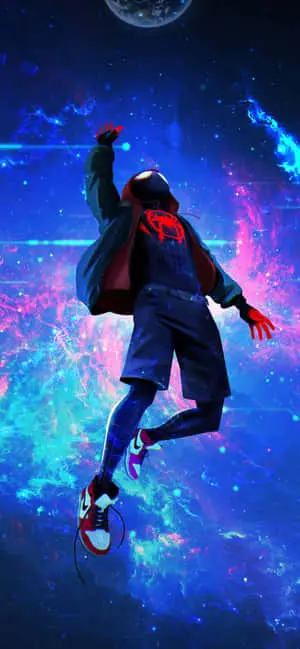 4k AMOLED Background Miles Morales Falling In The Spiderverse