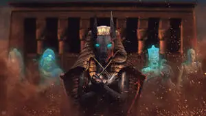  Caption: "Mysterious 4K Anubis with Mesmerizing Glowing Eyes." 