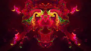 a red and green abstract painting