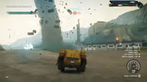 a screenshot of a car driving down a road