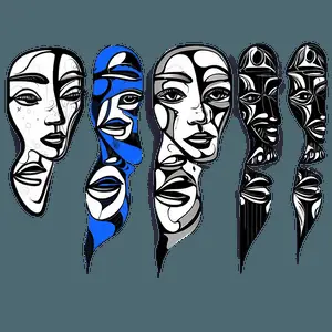 Abstract Faces Line Art PNG 06252024