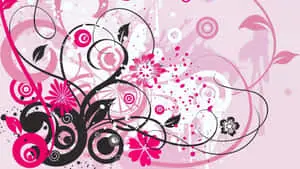Abstract Floral Pinkand Black Design