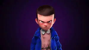 Angry Eleven Cartoon Stranger Things 4K