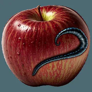 Apple with Worm PNG eqy60