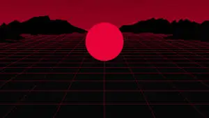 Black And Red Sun On Abstract Mountains