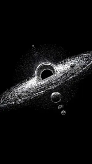 Black hole galaxy cosmic swirl monochrome