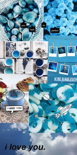 Abstract Blue Collage Composition