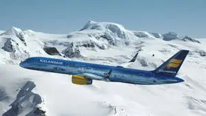 Blueish White Icelandair Airplane 4K