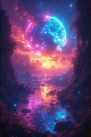 Breathtaking Neon Landscape Vibrant Colors 4K
