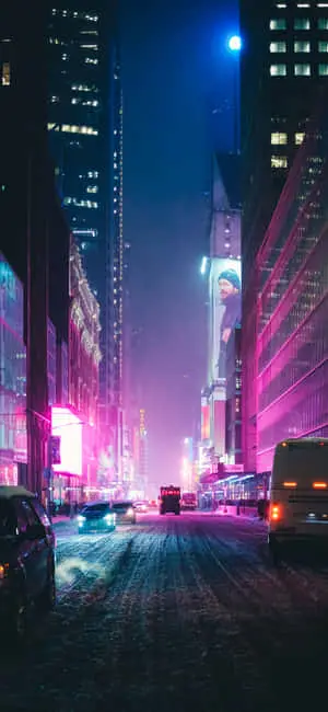 Dark Downtown Street At Night