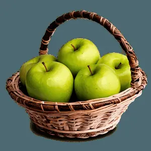Green Apple in Basket PNG 06132024