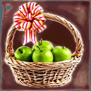 Green Apple in Basket PNG lxr57