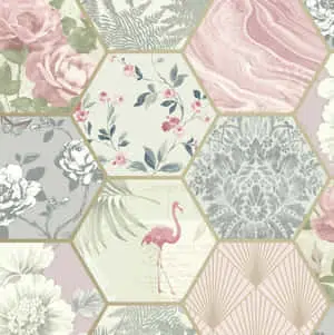 A Bold Pink Accentuates a Neutral Grey Abstract Design