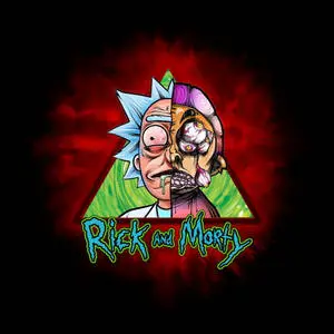 Half-Faced Rick And Morty Trippy Background