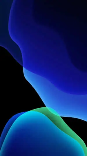iPhone XS Max displaying an abstract blue blobs wallpaper
