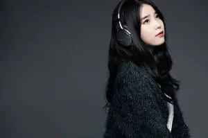 IU Modeling Headset On Grey