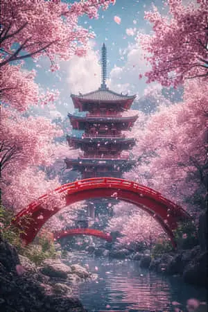 Kyoto Pagoda and Cherry Blossoms Tranquil Japan 4K