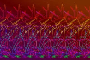 Neon Aesthetic Magic Eye 3D Stereogram Picture a colorful image of a line of colorful lights