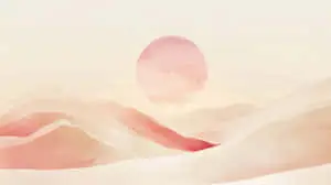 Minimalist Abstract Pink Desert Landscape with a Large Sun in a Soft Dreamy Atmosphere  