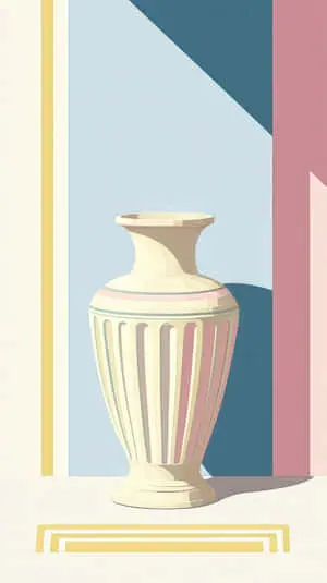 Minimalist ceramic vase wMinimalist ceramic vase with geometric pastel shth geometric pastel shadows