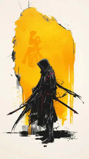 Minimalist Hooded Ronin Katana Wallpaper