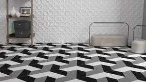 Monochrome 3D Steps Floor Tiles