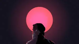 Moon 4K Pink Aesthetic With Man