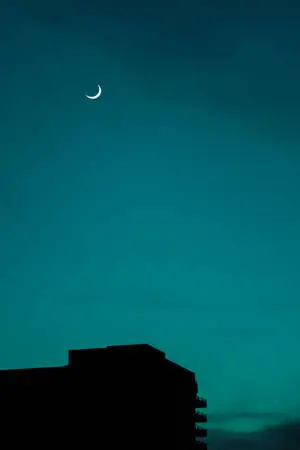 Moon And Teal Sky