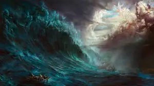 A captivating scene of abstract waves in the open ocean
