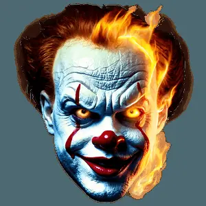 Pennywise with Fire Background PNG sgb