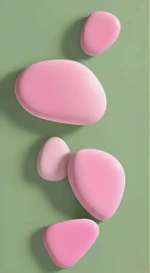 Pink Charm on Green: Sweet 3D Shape Wallpaper