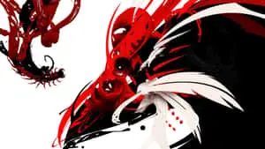 A minimalistic abstract red, white and black blend of colors