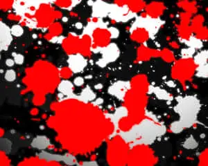 A dynamic duo of coloring and patterns in red, white, and black abstract.