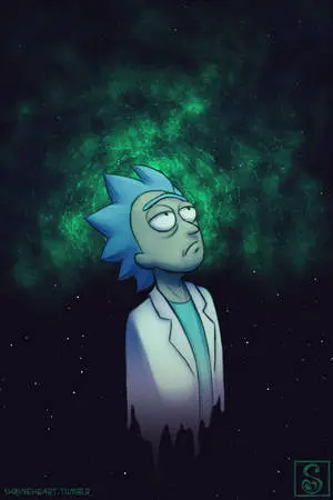 Rick Sanchez Looking Up Tablet