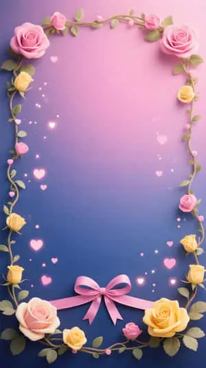 Romantic Rose Frame Pink Purple Gradient Wallpaper