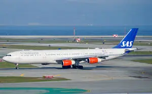 Scandanavian Airline System SAS In Airport Runway