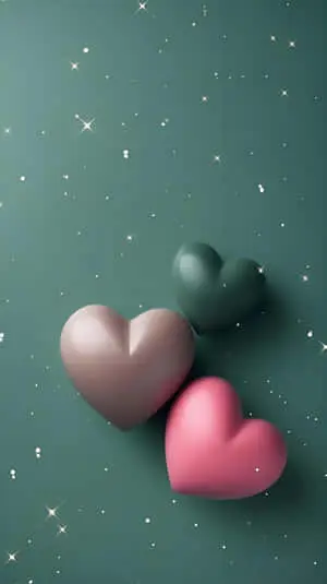 Starry Hearts: Dreamy 3D Love Wallpaper