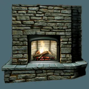 Stone Wall Fireplace Design PNG jgf68