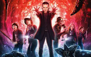Stranger Things 4K Red Abstract Backdrop