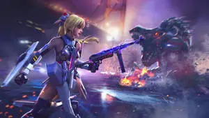 "Immersive Free Fire Desktop Background Featuring Thunder Rifle"